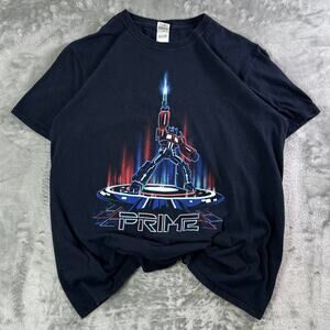 Y2K Transformers Optimus Prime Graphic T Shirt Black Size Large Sci Fi Tee